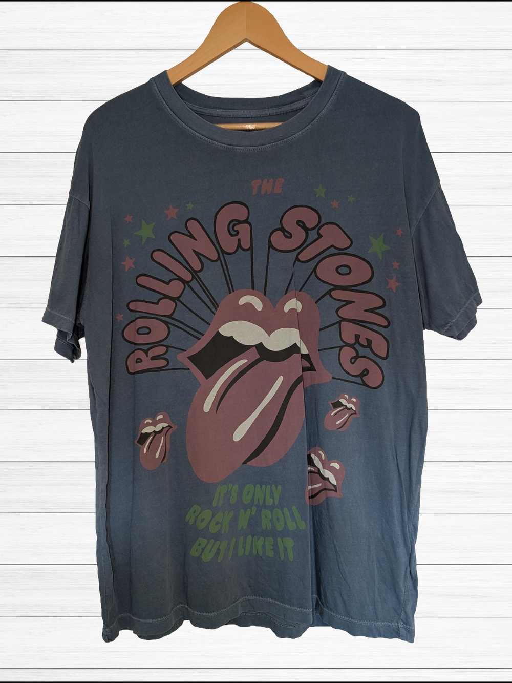 American Eagle | Rolling Stones Graphic Tee - Slate Blue | Oversized | XS/S